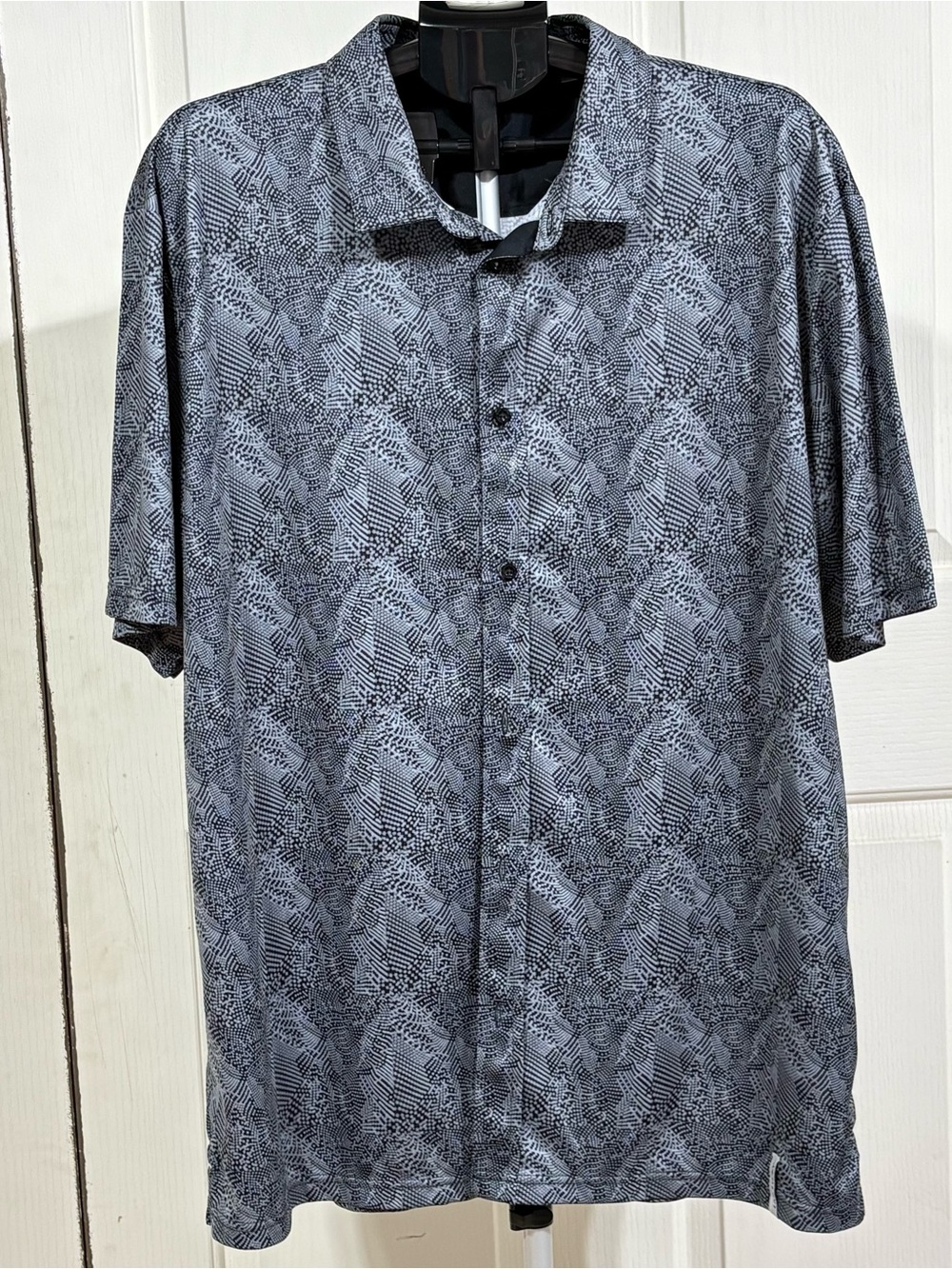 Black Clover Men's Geometric Patterned Polo Golf Shirt Black 3XL